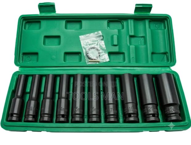 10 PCS Heavy Duty Deep Impact Socket Set 1/2 Drive 10-24mm.