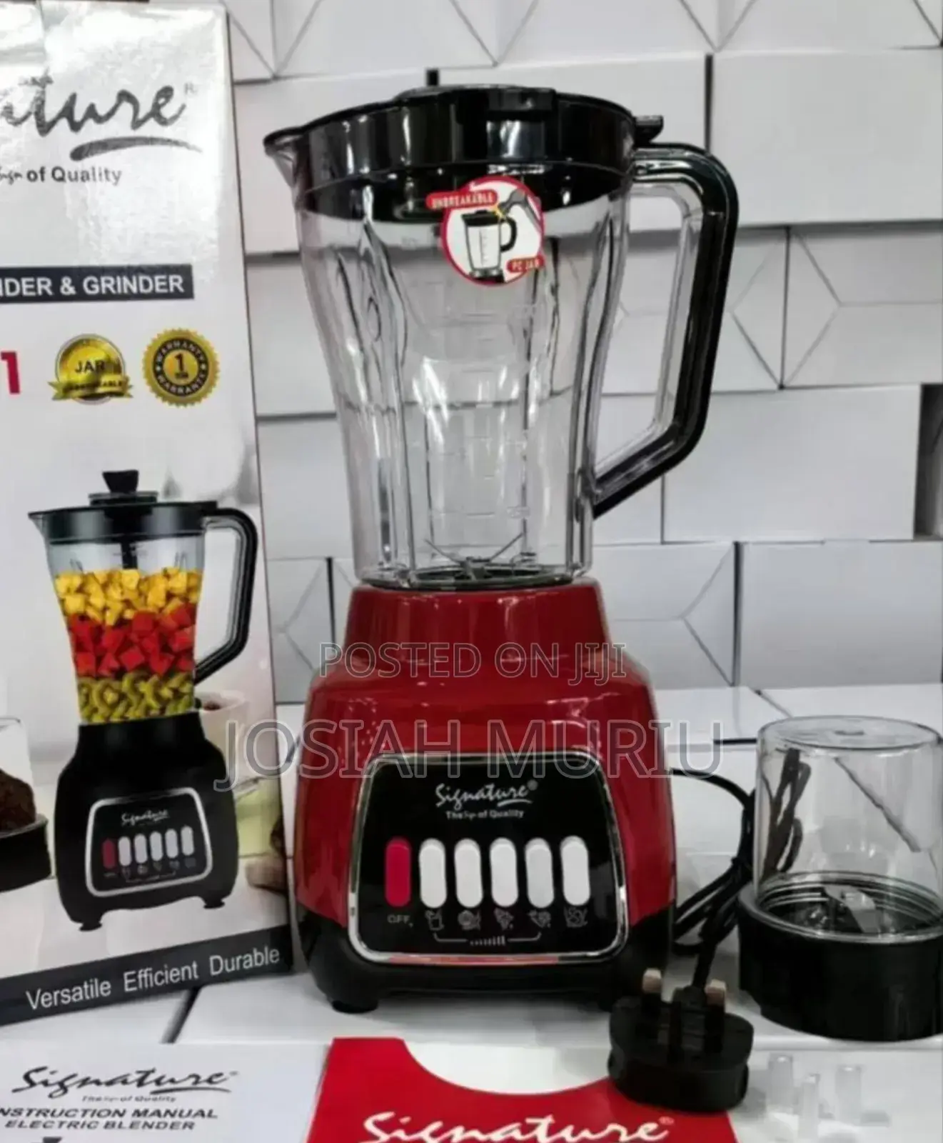 Signature 2 in 1 Electric Blender With Grinder Sg B206
