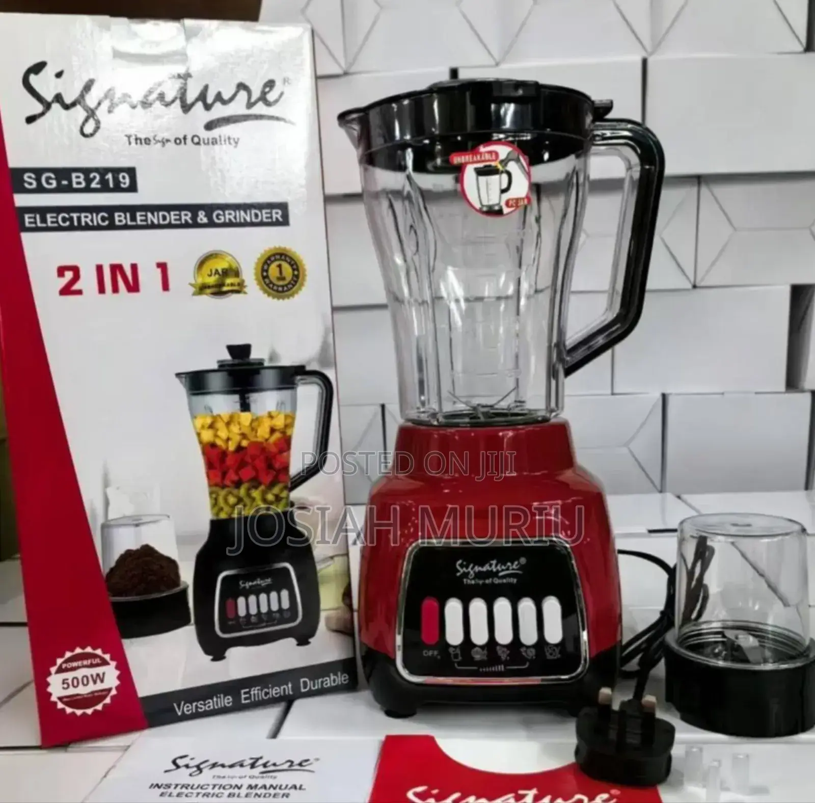 Signature 2 in 1 Electric Blender With Grinder Sg B206