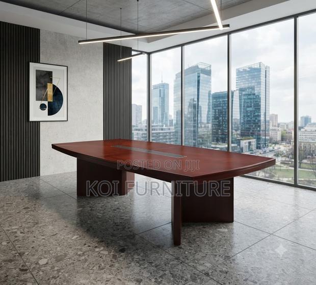 Boardroom Table; 3 Meters Executive Red-Brown Mahogany Diplomacy Table