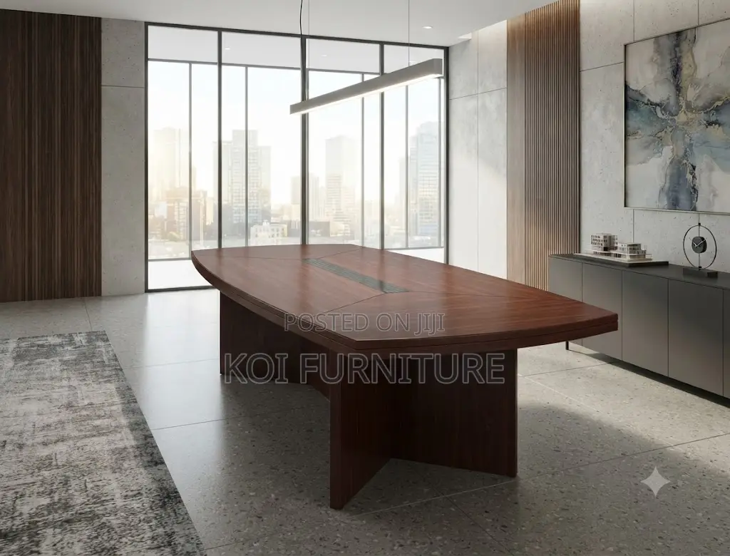 Boardroom Table; 3 Meters Executive Red-Brown Mahogany Diplomacy Table