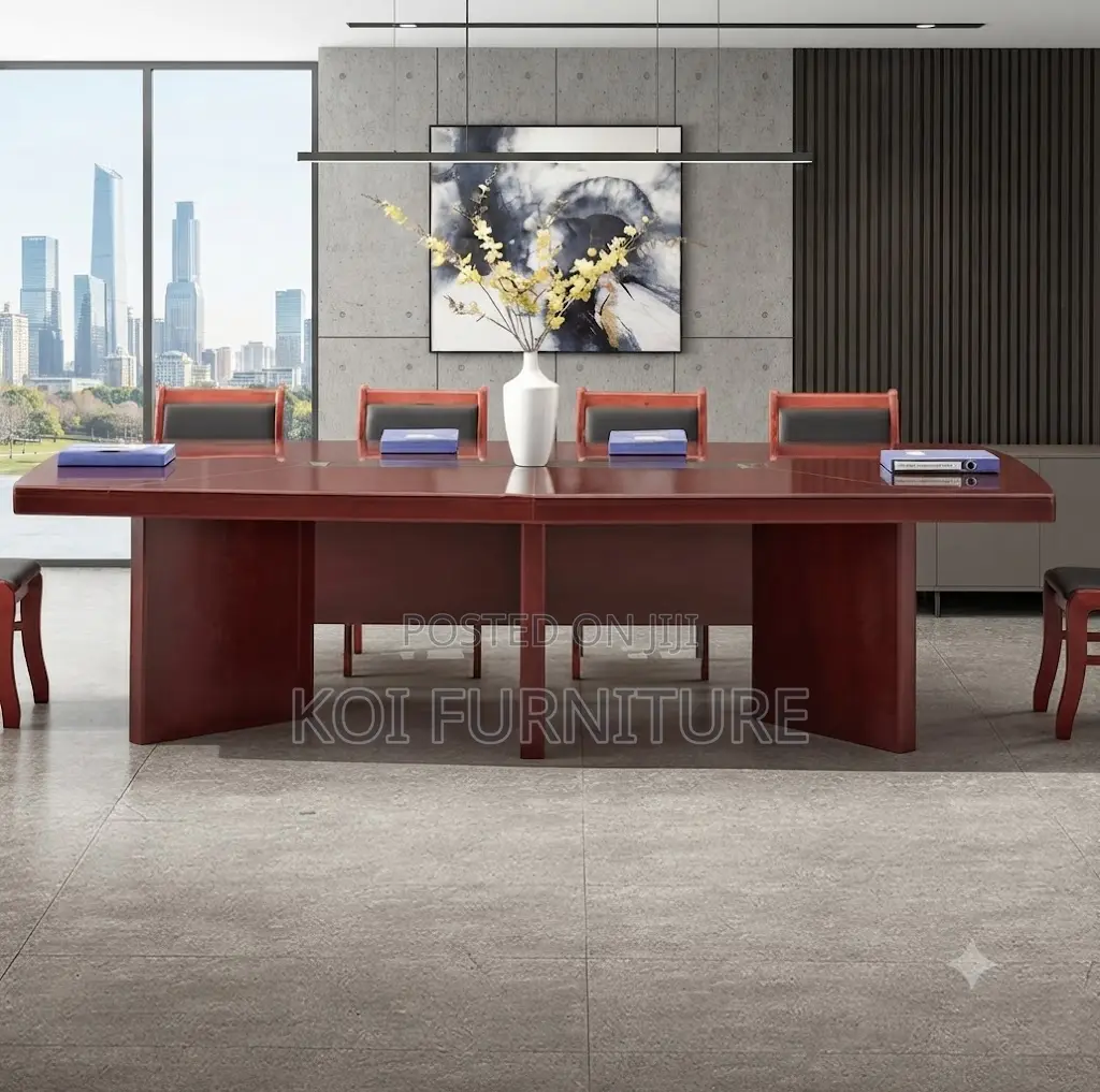 Boardroom Table; 3 Meters Executive Red-Brown Mahogany Diplomacy Table