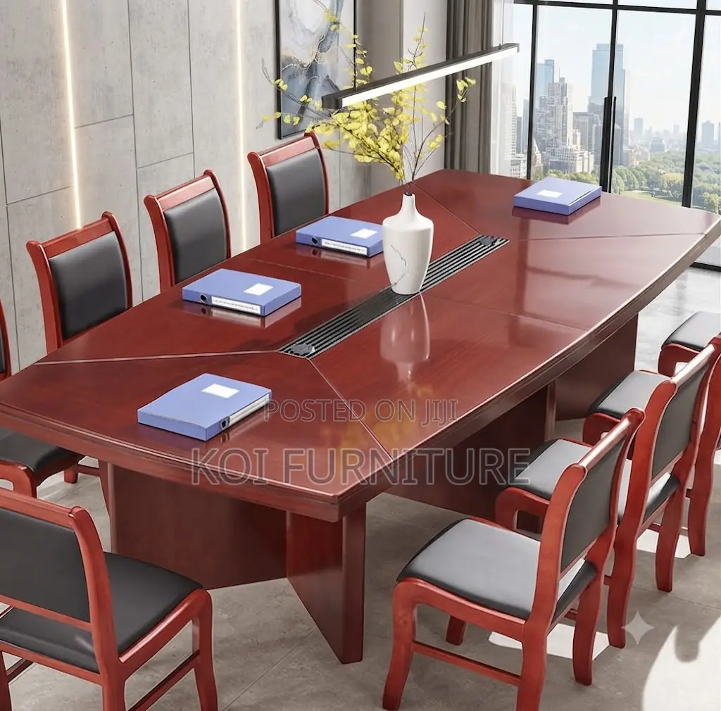 Boardroom Table; 3 Meters Executive Red-Brown Mahogany Diplomacy Table
