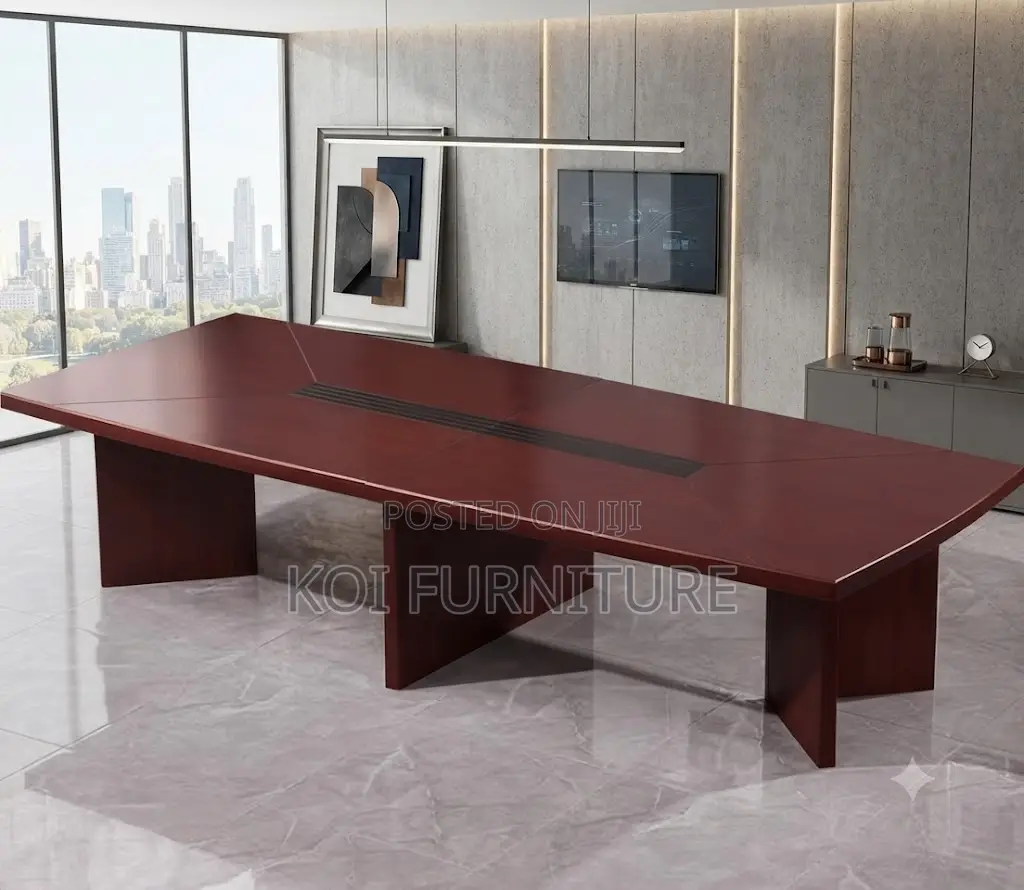 Boardroom Table; 3 Meters Executive Red-Brown Mahogany Diplomacy Table