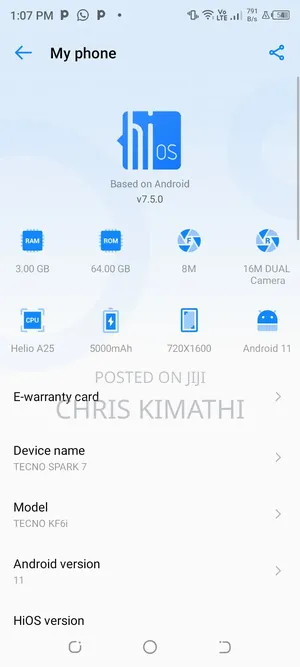 Tecno Spark 7 64 GB Blue