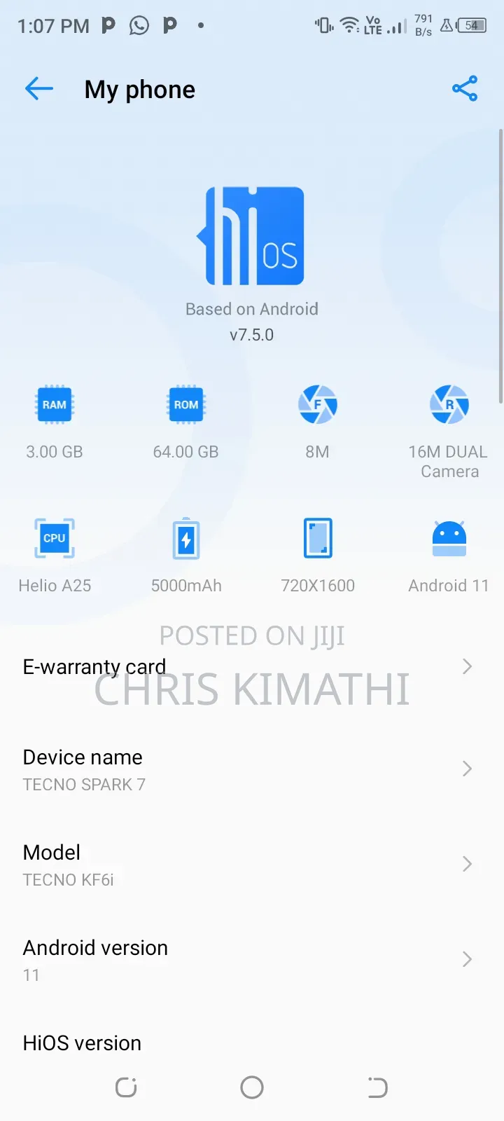 Tecno Spark 7 64 GB Blue