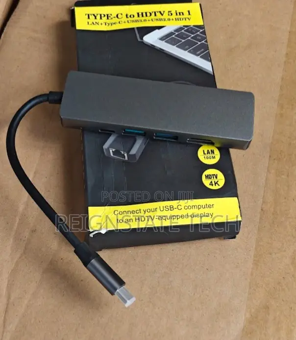 5 in 1 Multifunctional Macbook Pro Adapter Type C to Lan Hdmi