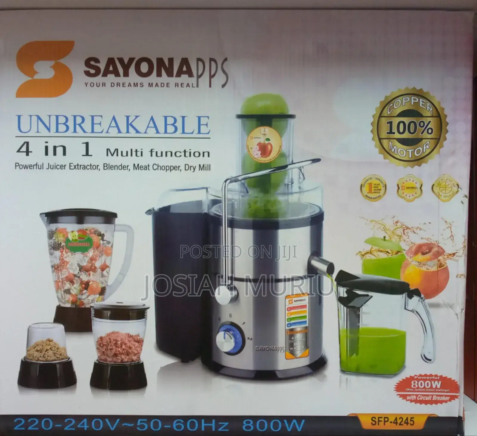 4 in 1 Sayona Juicer ,Blender,Grinder1.6 L