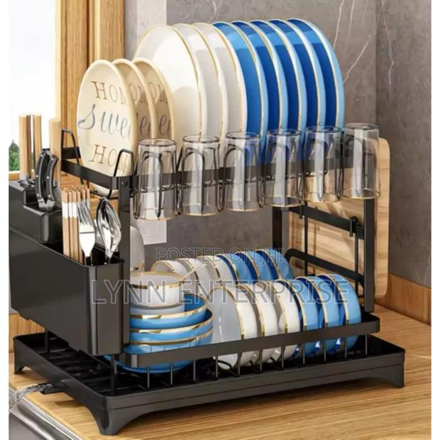 2tier Advanced Dishrack With Water Drainer and Glass Holders