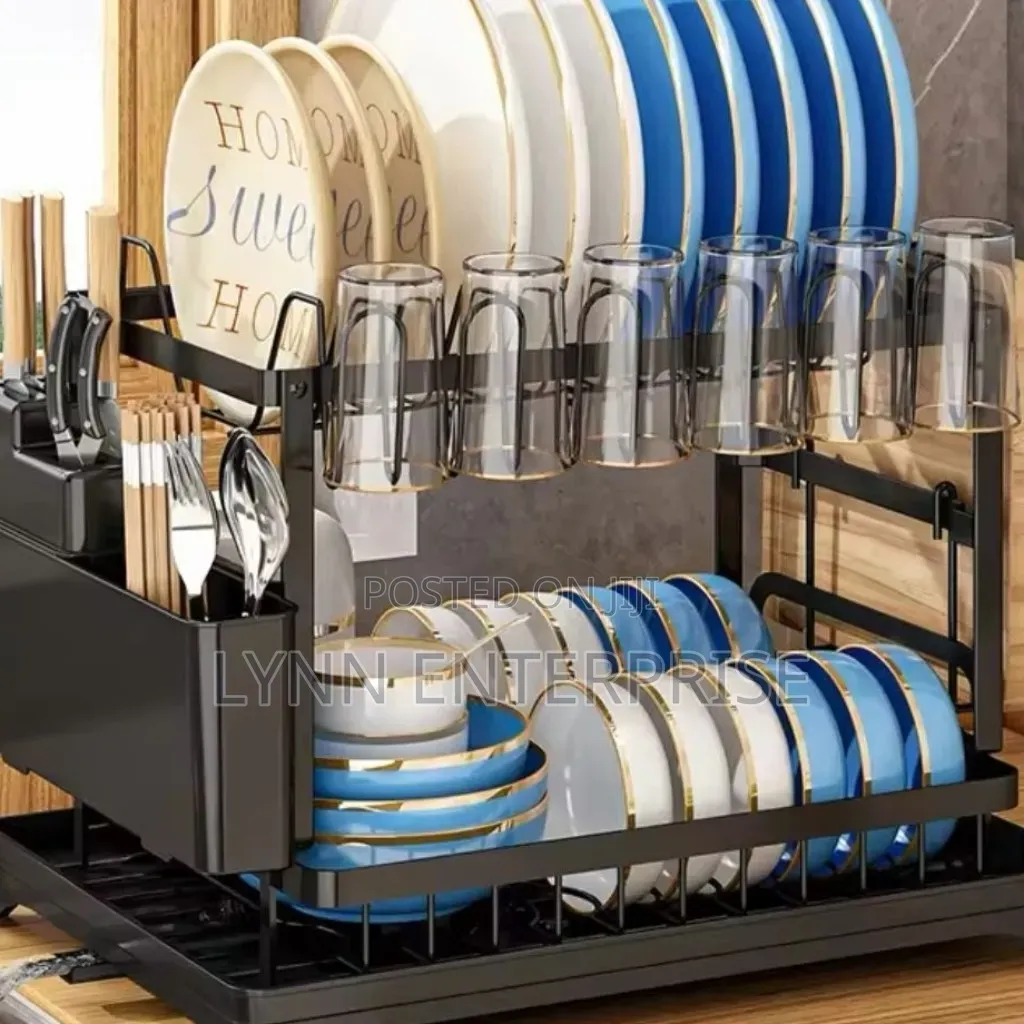 2tier Advanced Dishrack With Water Drainer and Glass Holders