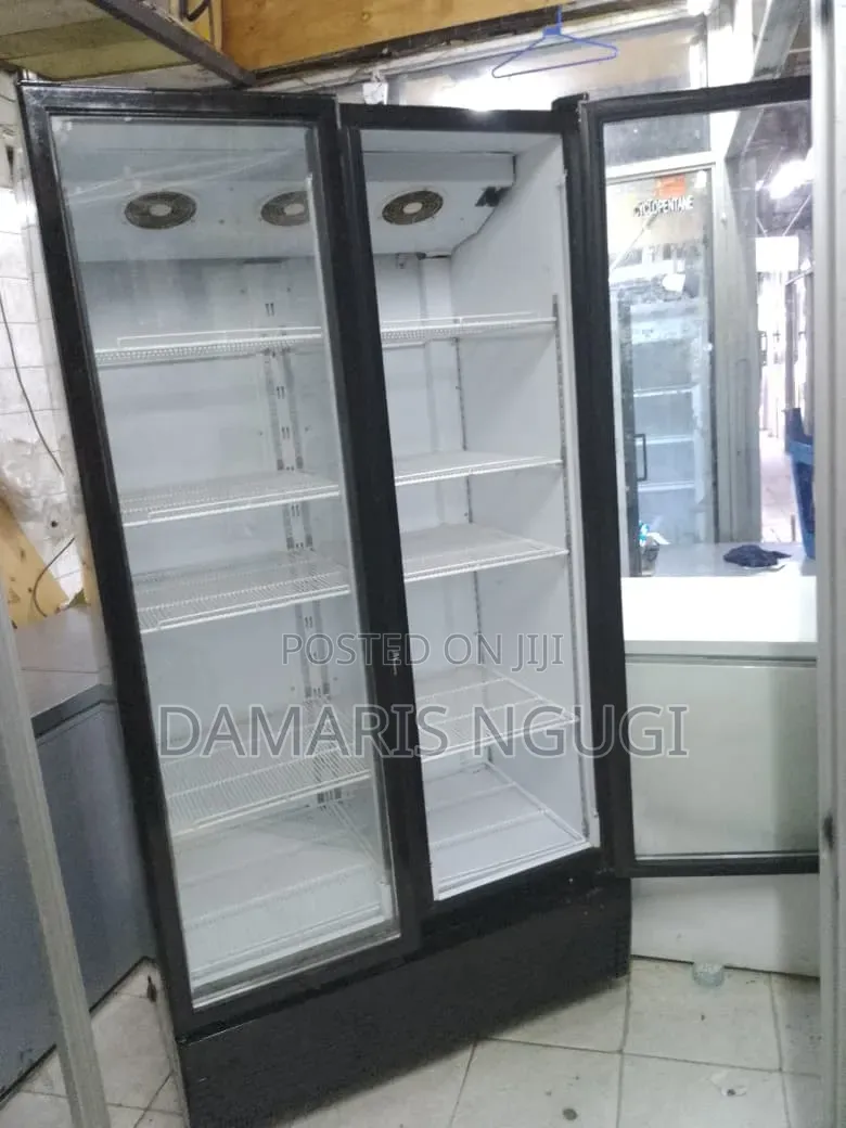 Black Double Door Commercial Display Fridge