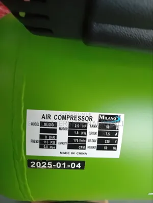 50l Milano Air Compressor 2.5hp – High Performance 8 Bar Compressor