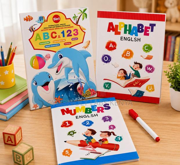Abc 123 Reusable Learning Books Set (3 Books + Marker)
