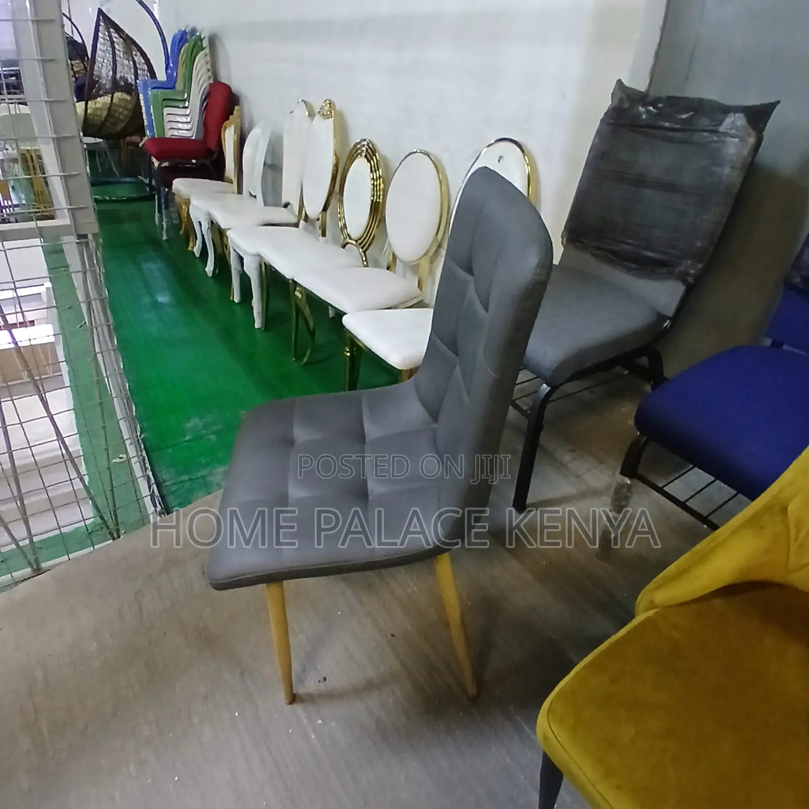 Dining Chair: Grey Wipeable Leather Dining Chair