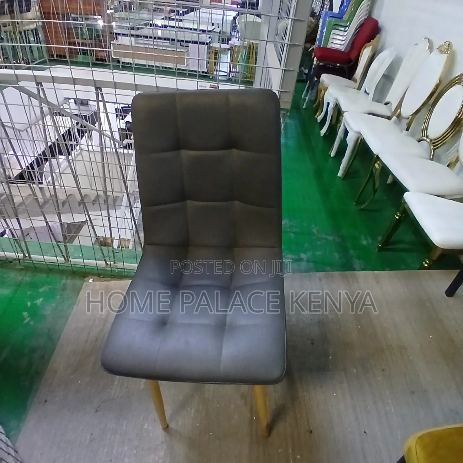 Dining Chair: Grey Wipeable Leather Dining Chair
