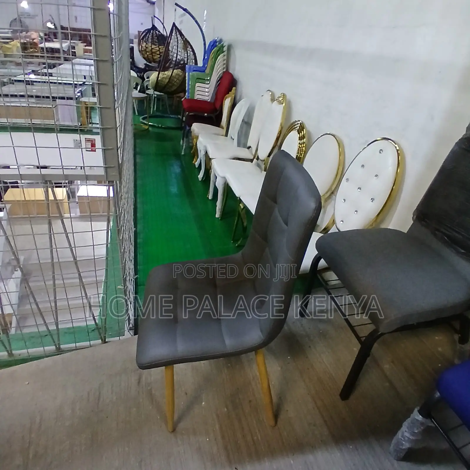 Dining Chair: Grey Wipeable Leather Dining Chair