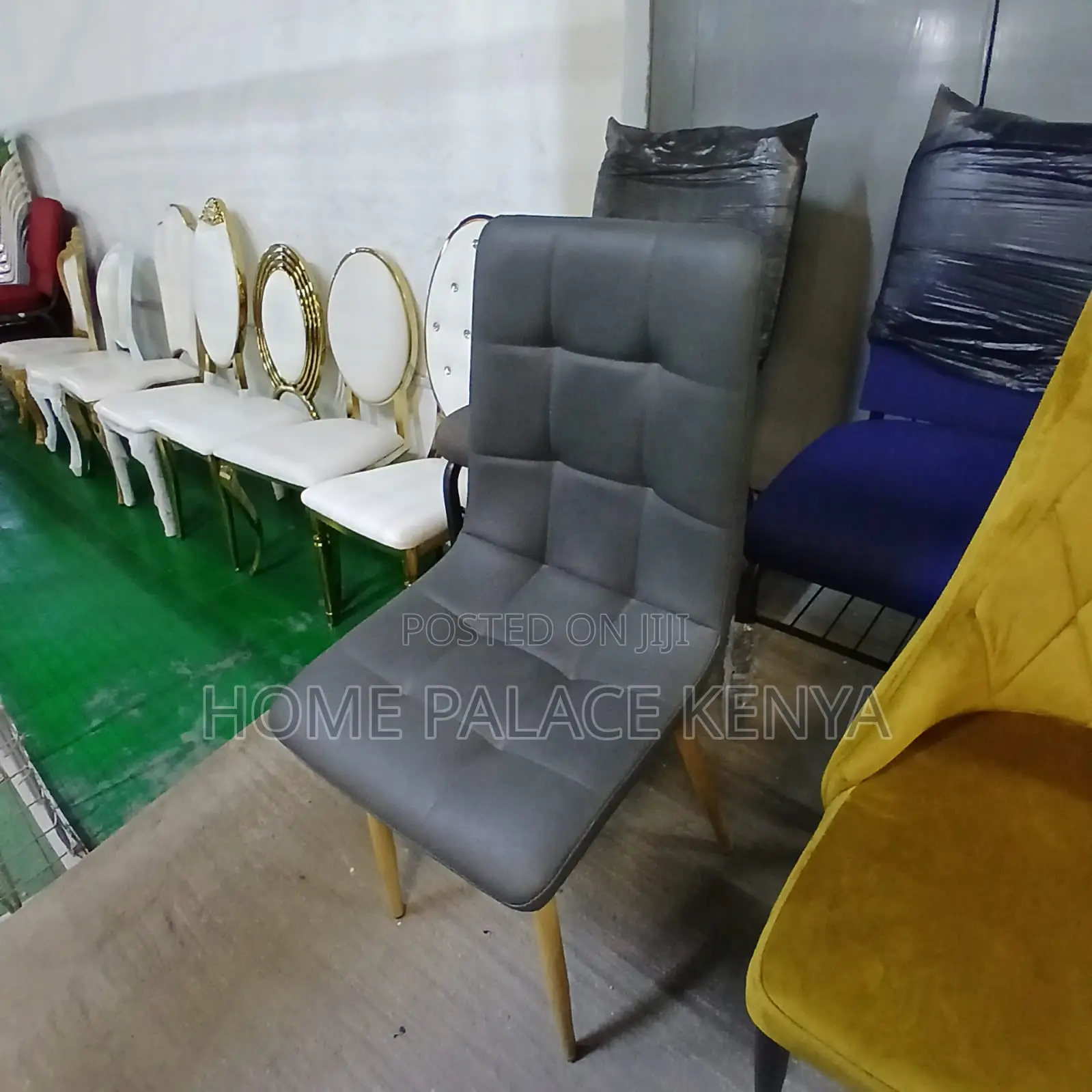 Dining Chair: Grey Wipeable Leather Dining Chair