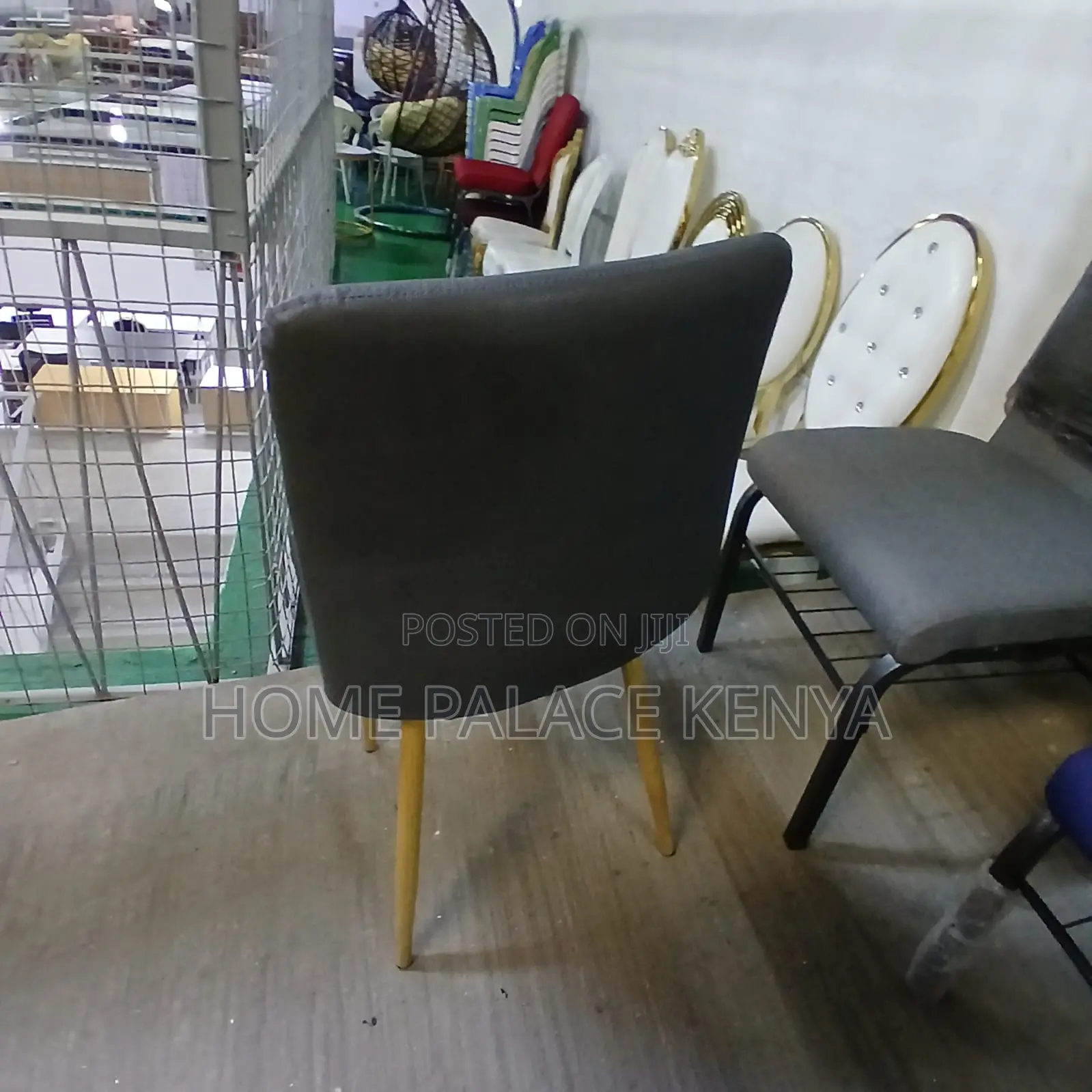 Dining Chair: Grey Wipeable Leather Dining Chair