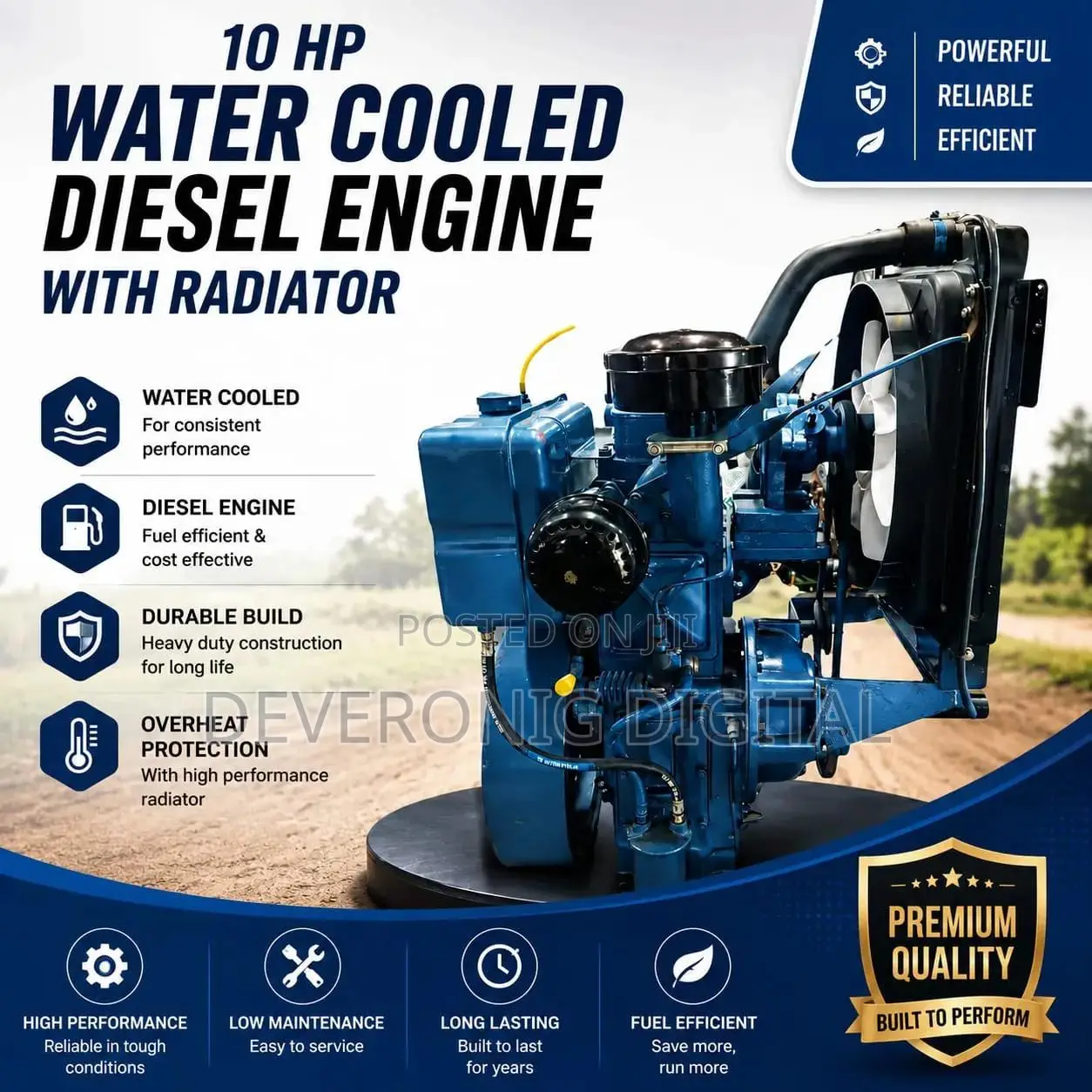 10hp Water Cooled Diesel Engine With Radiator