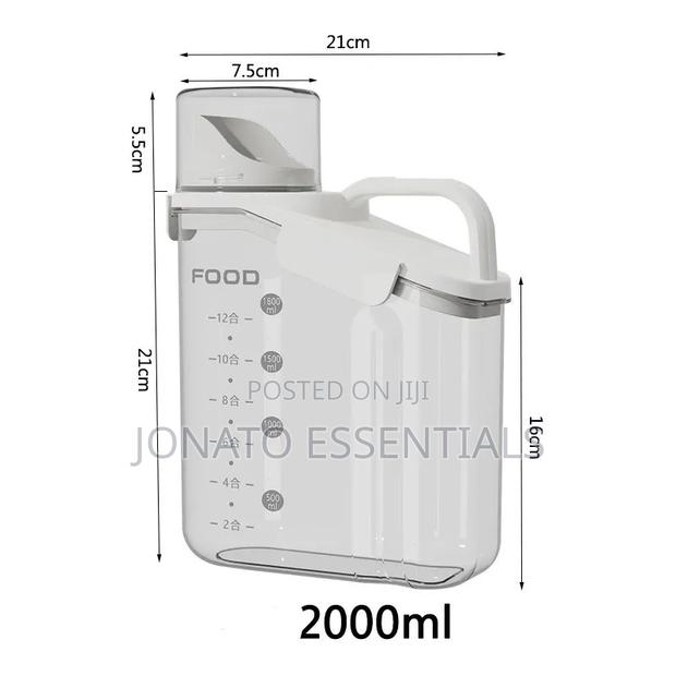 Airtight Cereal Dispenser 2000ml Food Storage Container Cup - thumbnail 2