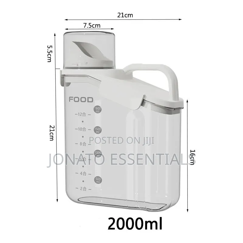 Airtight Cereal Dispenser 2000ml Food Storage Container Cup