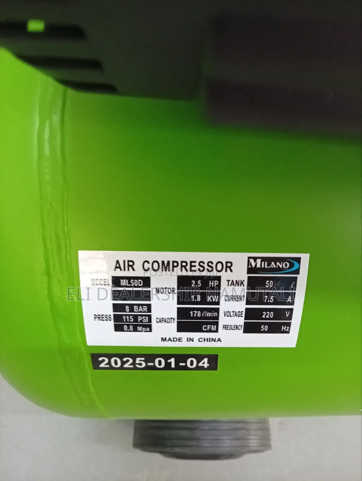 Professional 50l Air Compressor – Milano 2.5hp Oil Lubricated