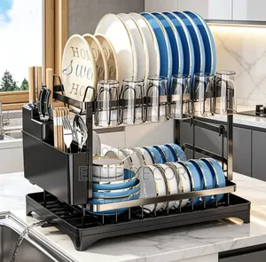 2tier Advanced Dishrack With Water Drainer And Glass Holders