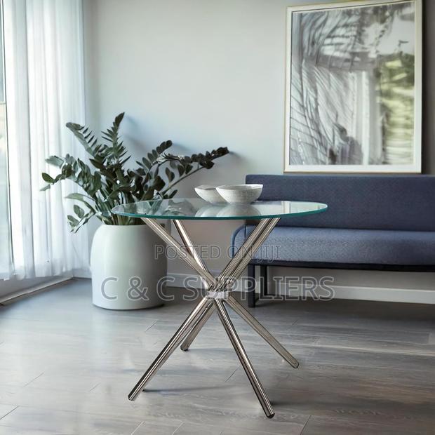 Round Dining Home Table With Glass Top - thumbnail 2