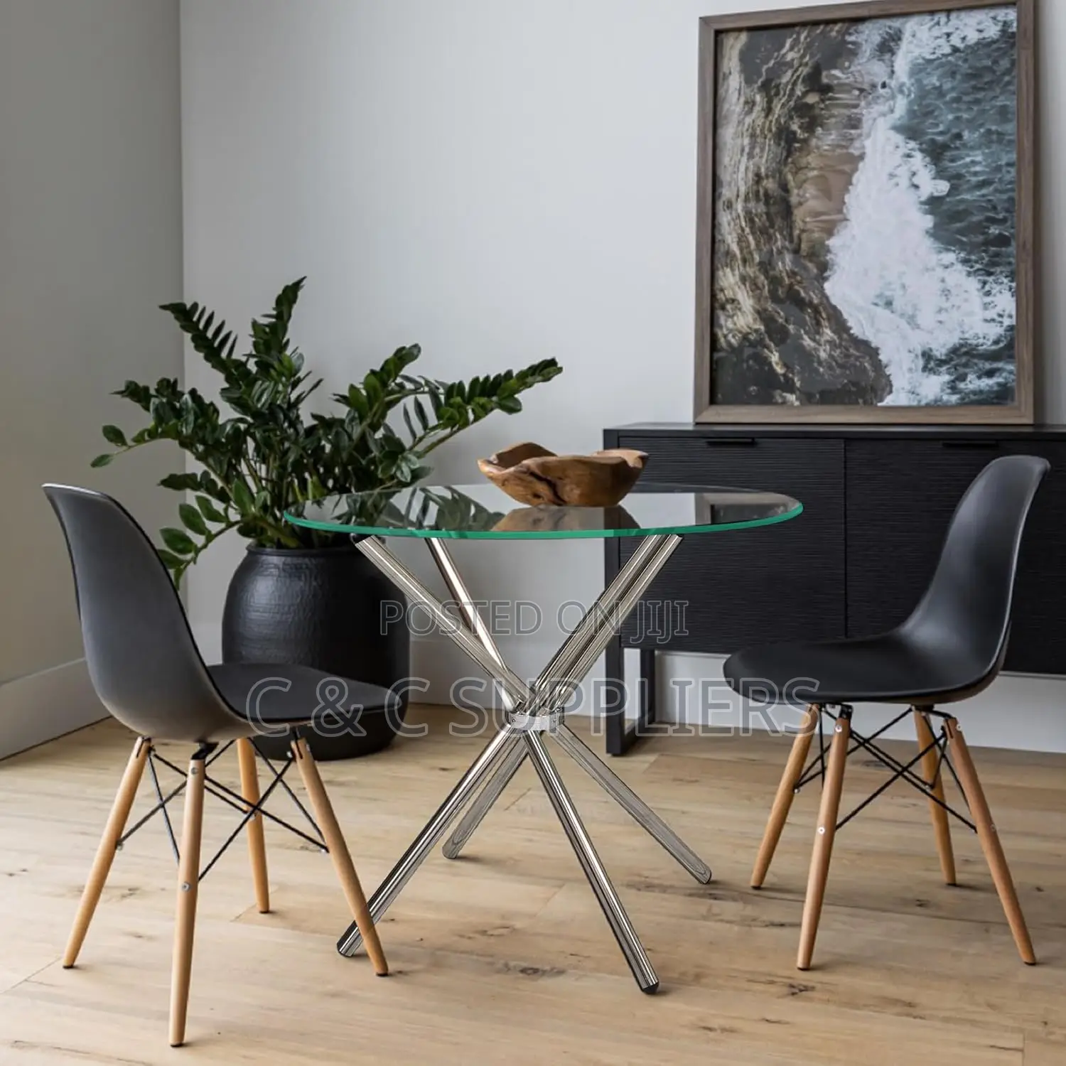 Round Dining Home Table With Glass Top