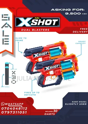 X-shot Dual Dart Blasters | Nerf-style Foam Blasters | 30 Darts