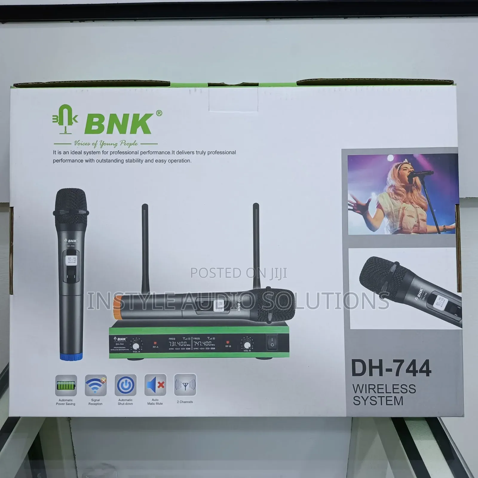BNK Dh744 Wireless Dual Microphones 100 Meters Frequency Range