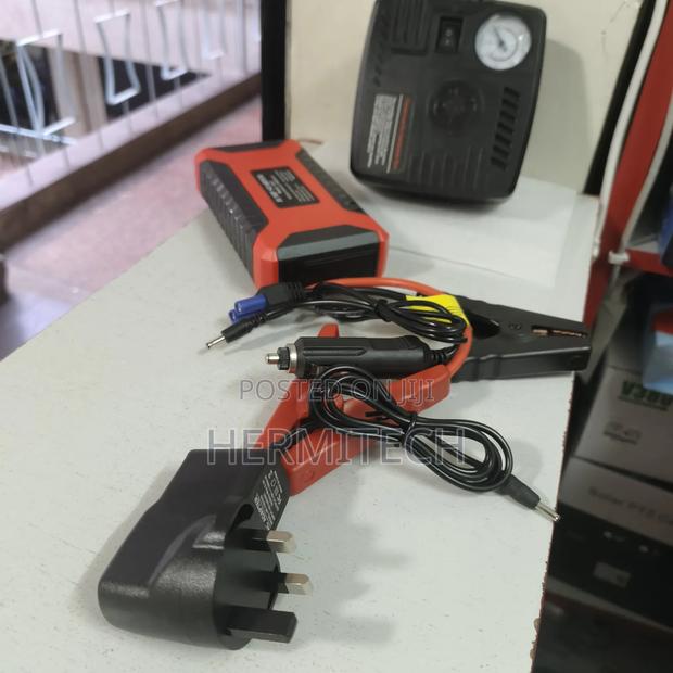 Vehicle Jump Starter Kit With Jumpers and Compressor