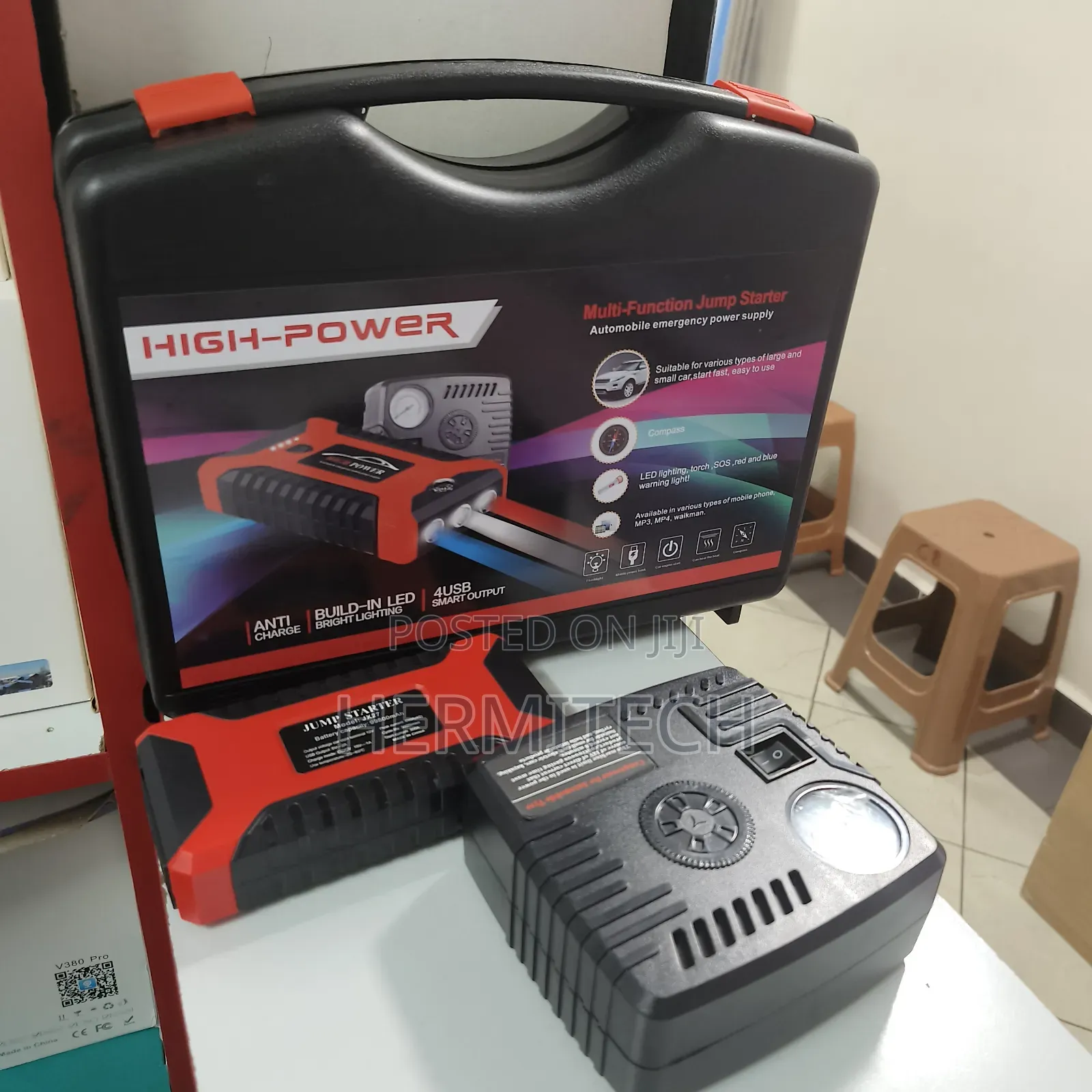 High Power Jump Starter Kit Full Kit With Jumpers, Compressor
