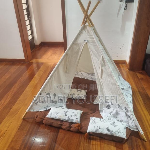 Kids Safari Teepee Tent Set Thick Matching Floor Mattress And Pillows