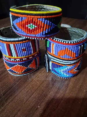 Maasai Themed Leather Beaded Bracelet