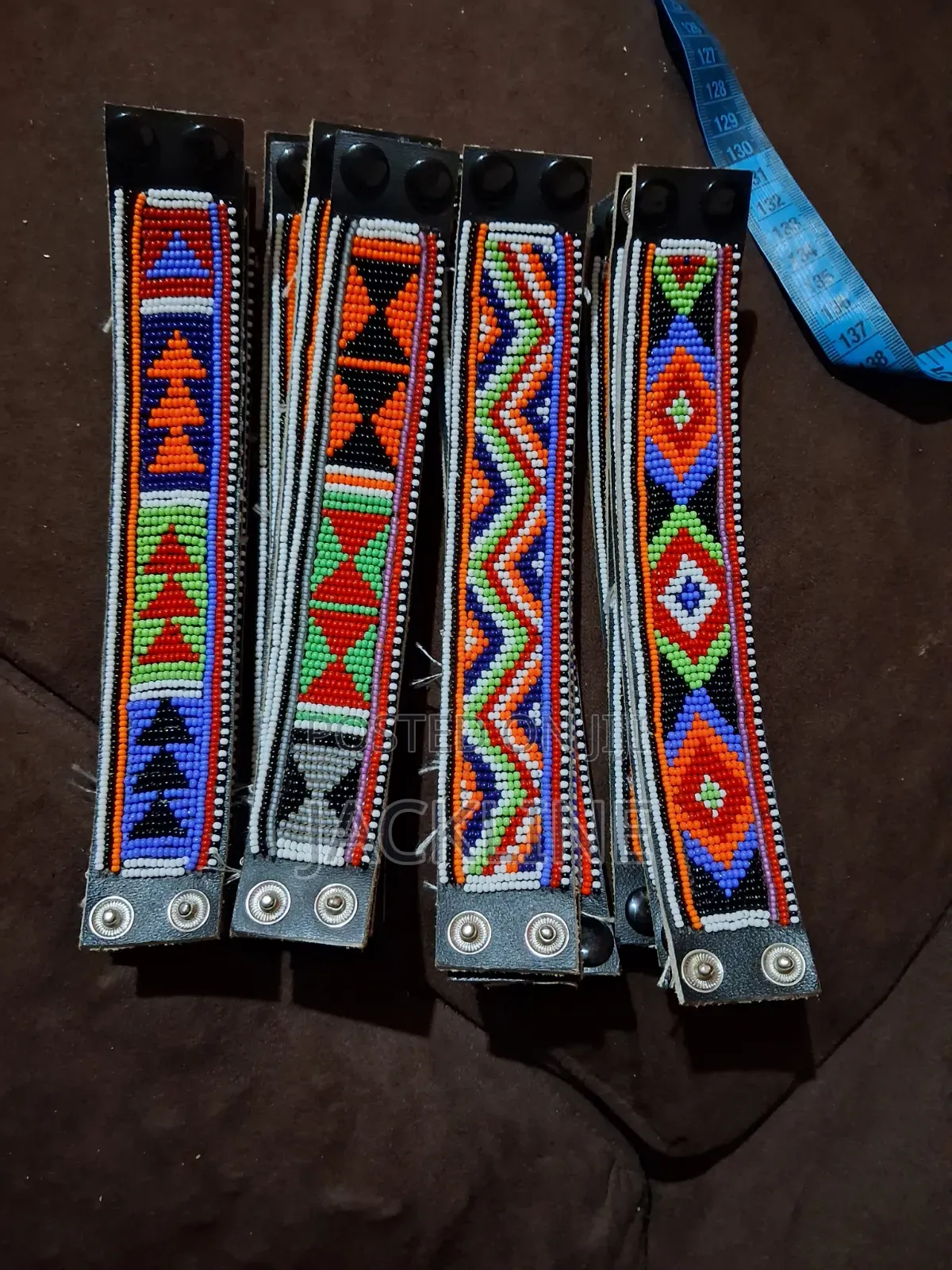 Maasai Themed Leather Beaded Bracelet