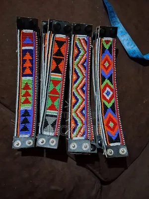 Maasai Themed Leather Beaded Bracelet