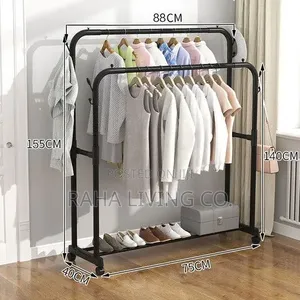 Double Pole Clothing Rack on Wheels | 110x40x150cm | 2 Colours