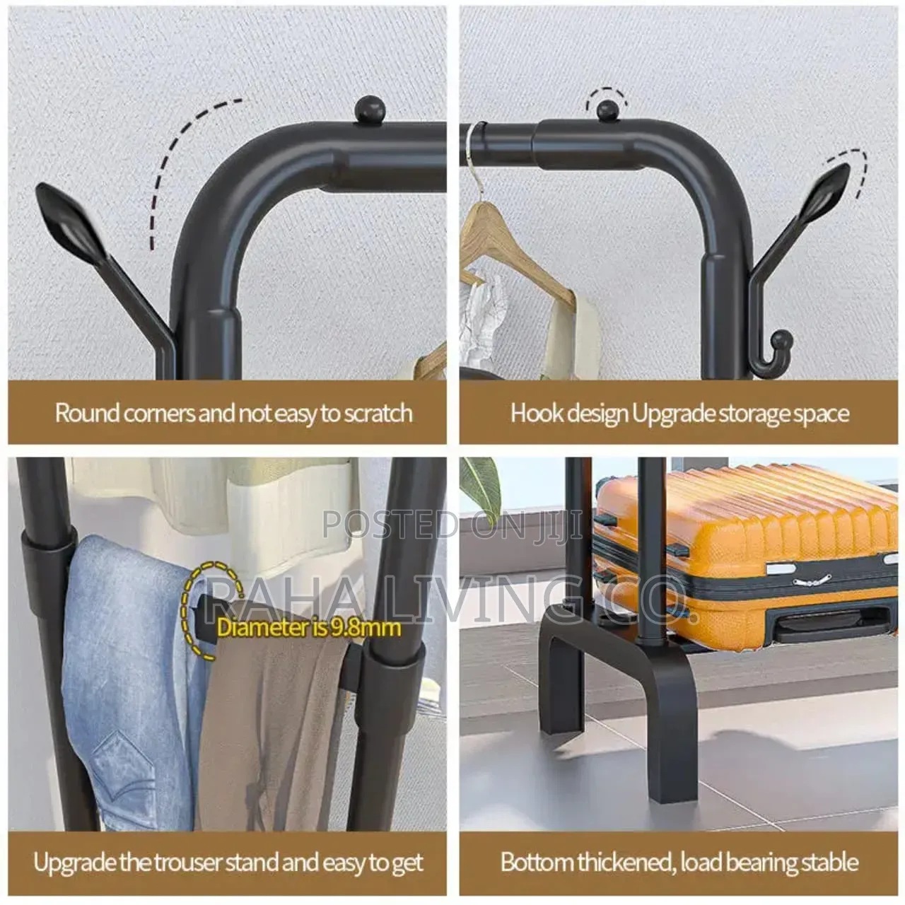 Double Pole Clothing Rack on Wheels | 110x40x150cm | 2 Colours