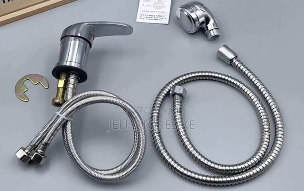 Silver And Long Sink Mixer With Shower Pipe