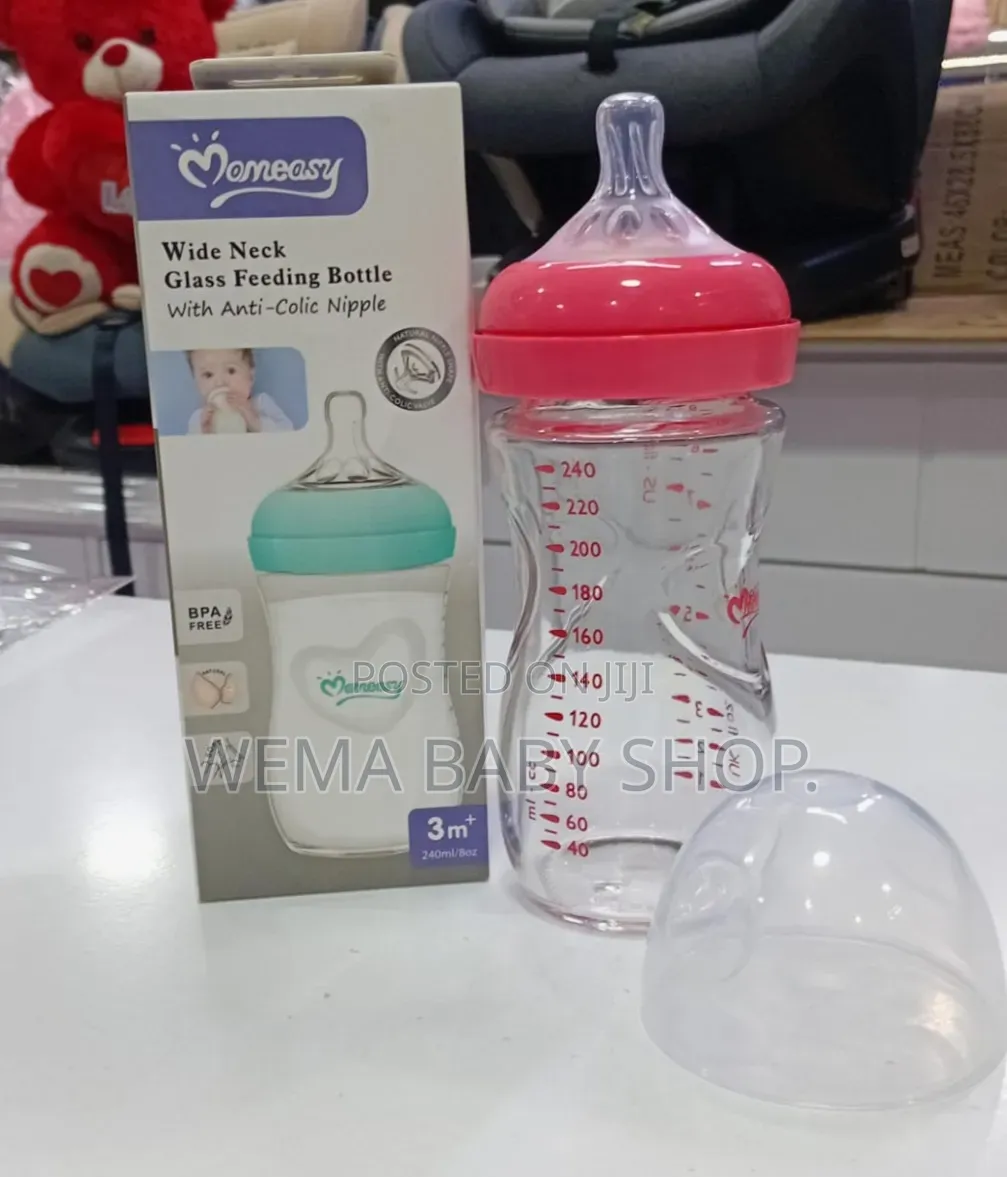 Moneasy Wide Neck Glass Feeding Bottle – Natural Anti-Colic!