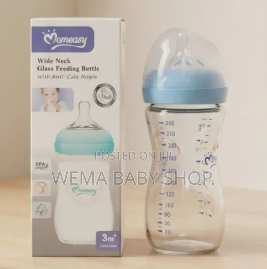 Moneasy Wide Neck Glass Feeding Bottle – Natural Anti-Colic!