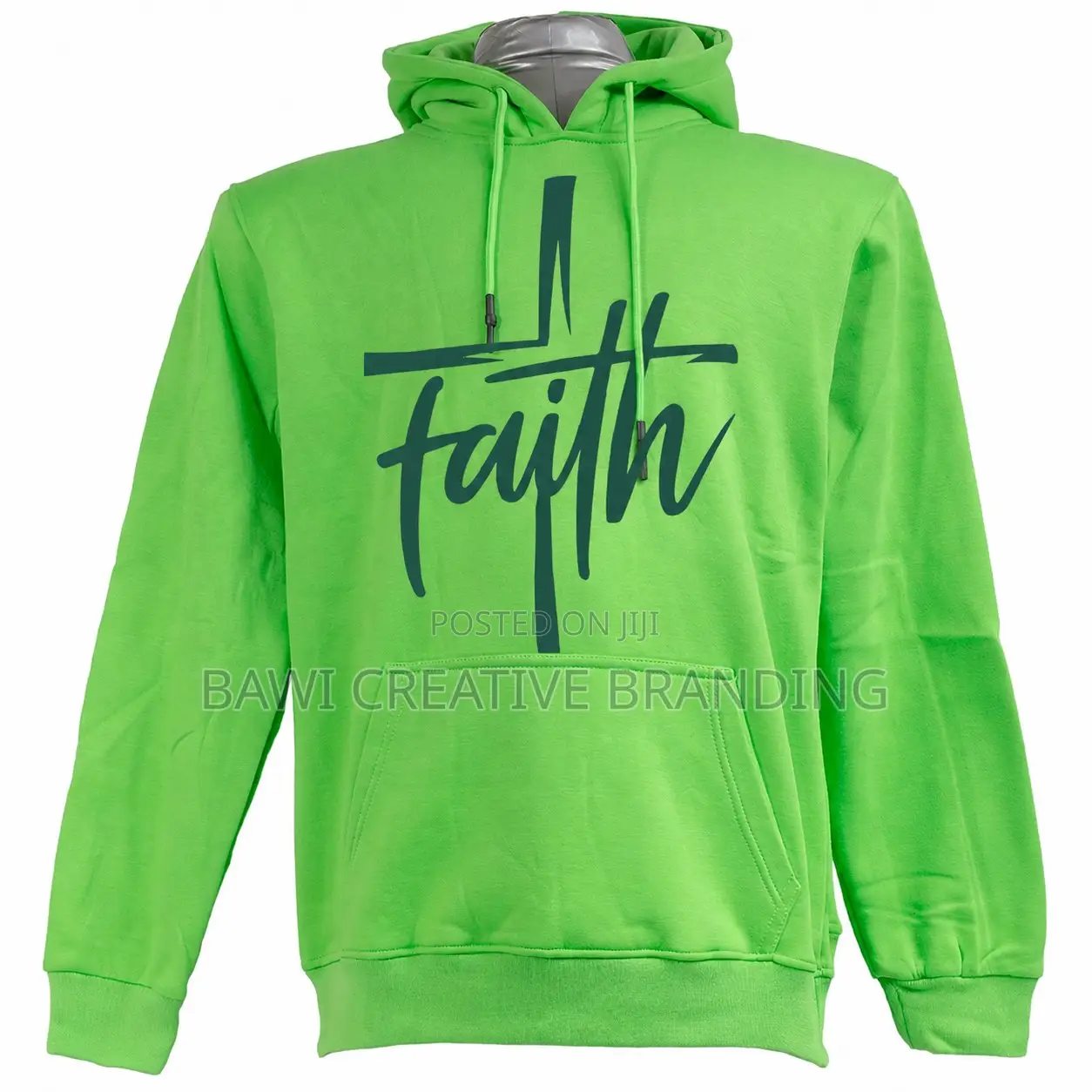 Faith Cross Graphic Premium Green Hoodie