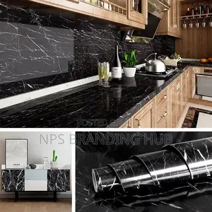 Marble Black Self Adhesive Waterproof Foil/ Wallpaper: 60cm X 5m