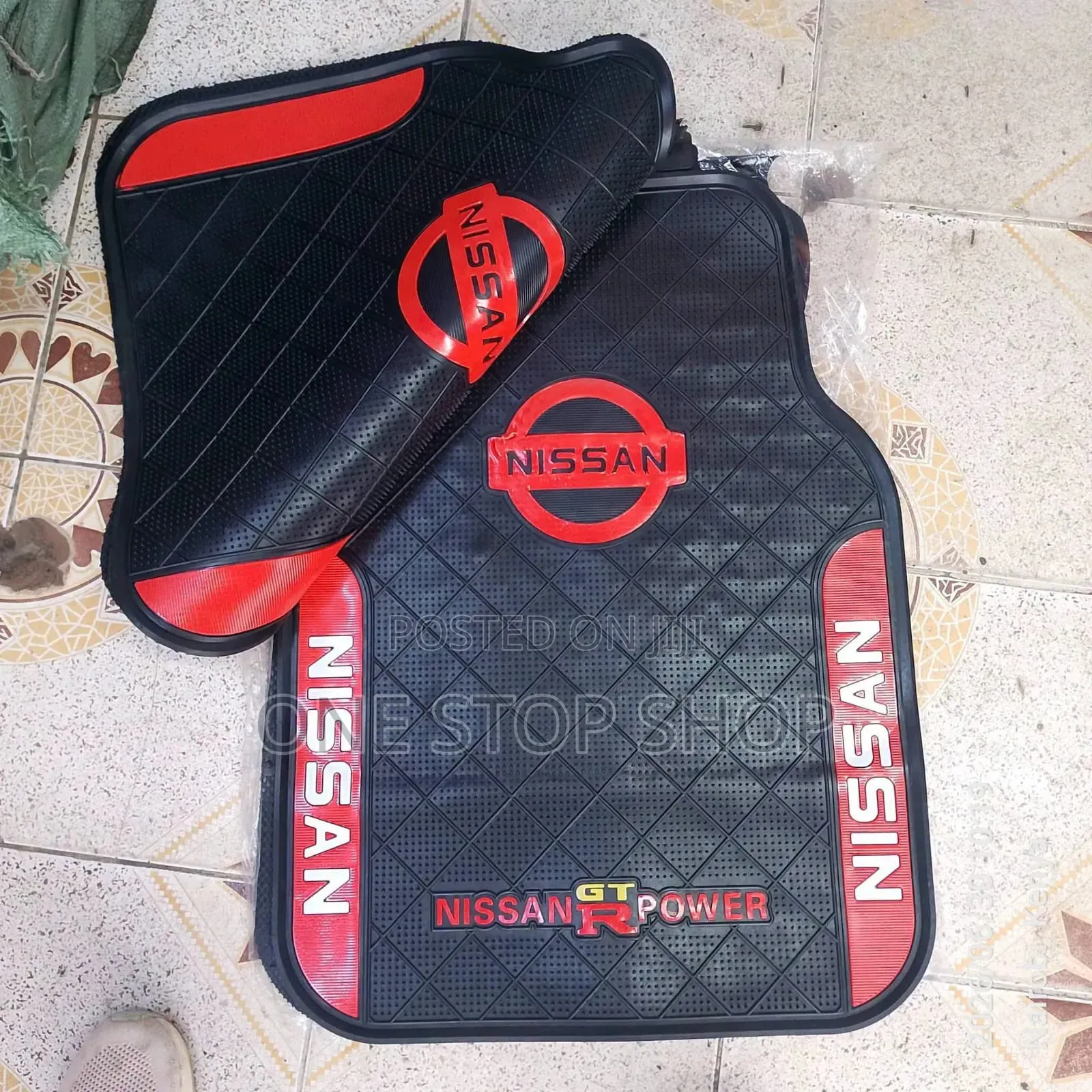 5pc Nissan Gt_r Power Branded Floor Leatherette Pattern Base Mat Set