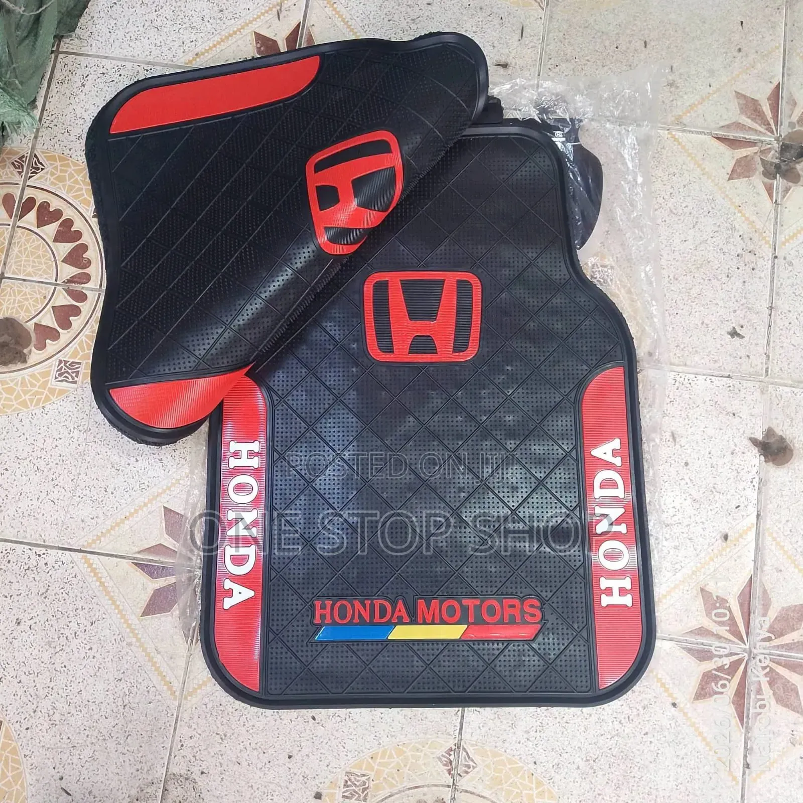 5pc Honda Motors Floor Carpet Mats With Red Accents