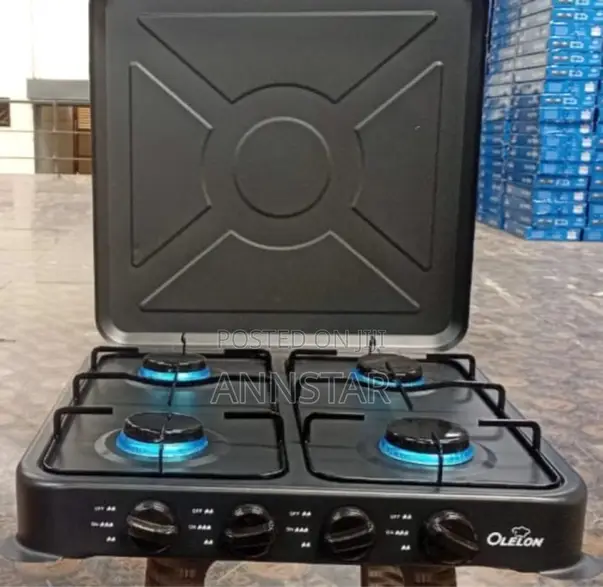 Olelon 4 Burner Gas Stove Cooker With Cover Lid