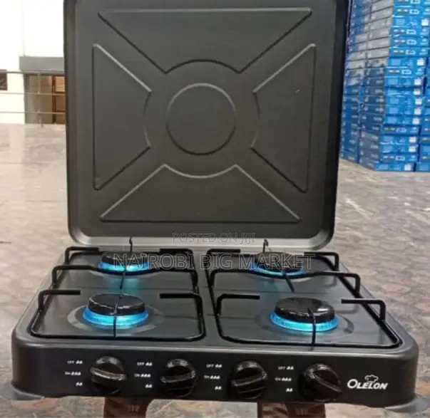 Olelon 4 Burner Gas Stove Cooker With Cover Lid