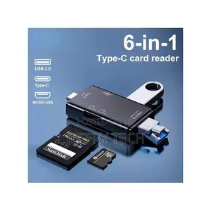 6 in 1 Otg Card Reader Type-C Micro Usb Portable Sd Memory for Type-C/