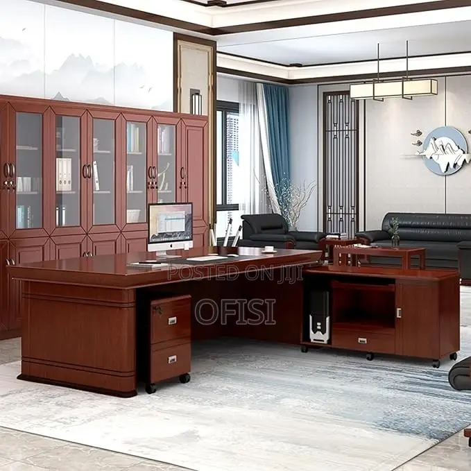 Office Desk; 1.8m Executive Office Desk – Mahogany Finish
